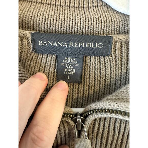 Vintage Y2K 90s Banana Republic Mens Half Zip Granpacore Preppy Sweater Large - Picture 3 of 5